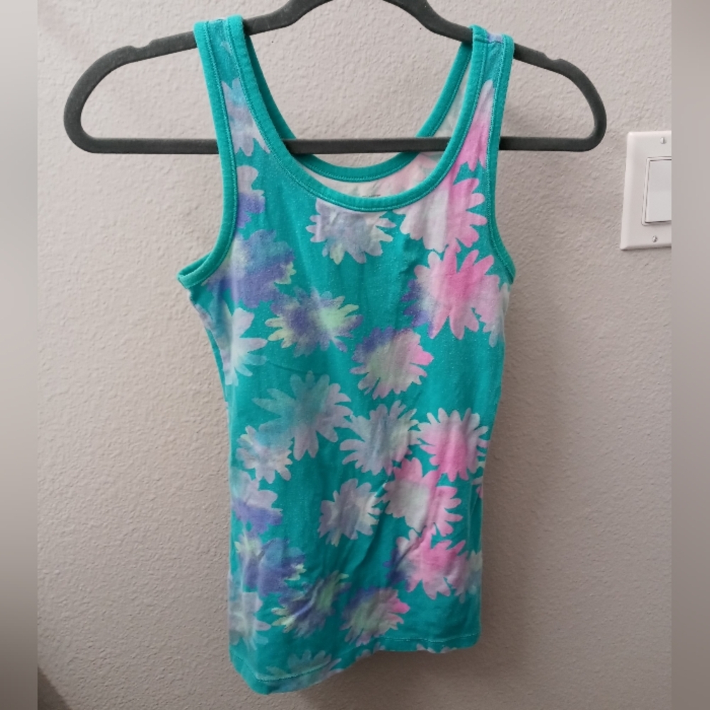 Floral Tank Top - Teal and Multicolor